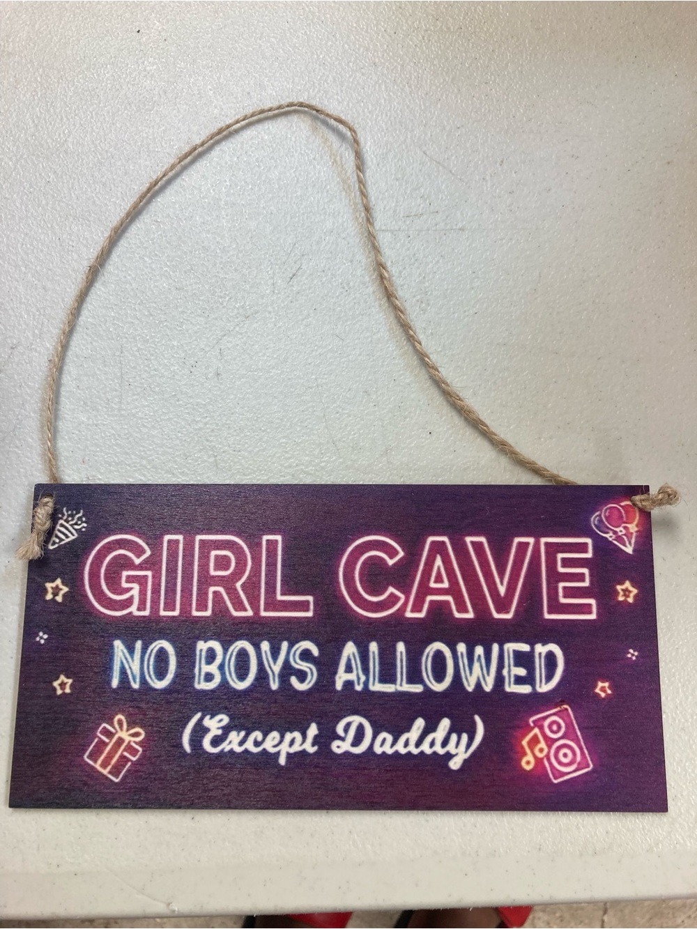 Girl Cave Wall Plaque - Purple and Pink Neon Style - (Brand)